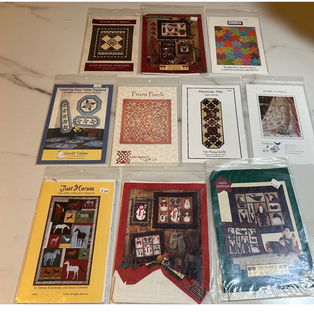 Lot of 10 Quilt Patterns Miss Rosies Mumm's the Word Applique Table Runner Vtg